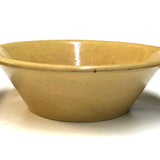 Huge Early Yellowware Bowl with Old Make Do Wire (and Remnants of Leather) Repair