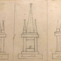 Despairing Woman and Steeples with Tiny People, Double Sided Graphite Drawing