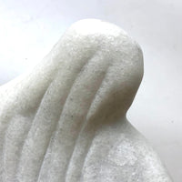 Large Carved Marble Veiled Woman Sculpture with Raised Arm