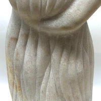 Large Carved Marble Veiled Woman Sculpture with Raised Arm