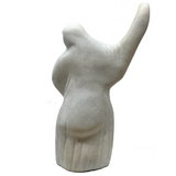 Large Carved Marble Veiled Woman Sculpture with Raised Arm