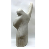 Large Carved Marble Veiled Woman Sculpture with Raised Arm