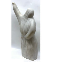 Large Carved Marble Veiled Woman Sculpture with Raised Arm