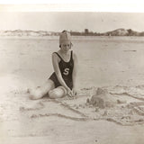 Painterly, Ethereal Old Snapshot of Young Woman with Sandcastle