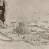 Painterly, Ethereal Old Snapshot of Young Woman with Sandcastle