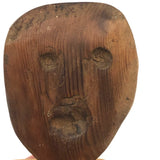 Carved Old Wooden Folk Art Head on Block