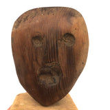 Carved Old Wooden Folk Art Head on Block