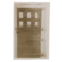 Early Door with Six Panes and View of Winter Trees, Very Painterly Antique RPPC