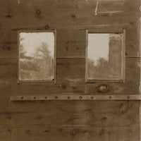 Early Door with Six Panes and View of Winter Trees, Very Painterly Antique RPPC