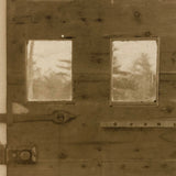 Early Door with Six Panes and View of Winter Trees, Very Painterly Antique RPPC