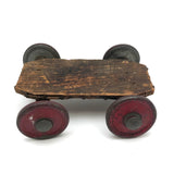 Very Sweet Little Homade Toy Cart with Red Wheels and Many Nails