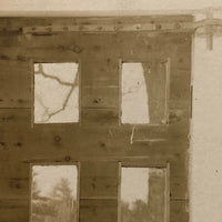 Early Door with Six Panes and View of Winter Trees, Very Painterly Antique RPPC