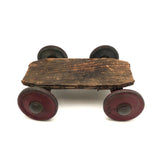 Very Sweet Little Homade Toy Cart with Red Wheels and Many Nails