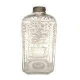 Wonderful Early Etched Glass Bottle/Flask with Flowers in Urns and Threaded Neck