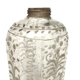 Wonderful Early Etched Glass Bottle/Flask with Flowers in Urns and Threaded Neck