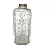 Wonderful Early Etched Glass Bottle/Flask with Flowers in Urns and Threaded Neck