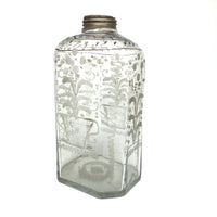 Wonderful Early Etched Glass Bottle/Flask with Flowers in Urns and Threaded Neck