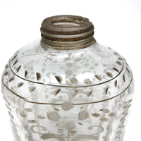 Wonderful Early Etched Glass Bottle/Flask with Flowers in Urns and Threaded Neck