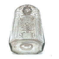 Wonderful Early Etched Glass Bottle/Flask with Flowers in Urns and Threaded Neck