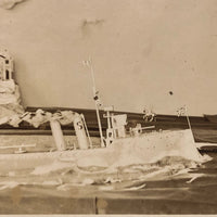 The "Meccano Destroyer" Speeding Along,  WW1 RPPC of Folk Art Diorama