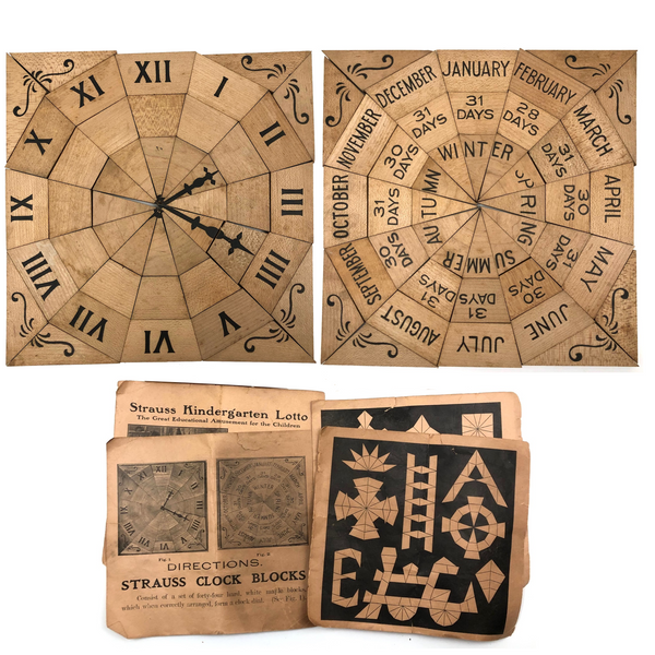 c. 1905 Strauss Double Sided Clock and Calendar Puzzle