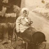 Bundled Up Two Year Old with Santa! Old Real Photo Postcard