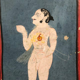 Heart Aflame! Old Indian Painting on Cardboard, Presumed Ayurvedic