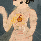 Heart Aflame! Old Indian Painting on Cardboard, Presumed Ayurvedic