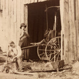 Boy, Cow, Dog, Pregnant Mother, Couple, Beautiful Antique Mounted Albumen Farm Photograph