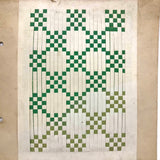 Elegant Old Green and White Froebel Kindergarten Paper Weaving