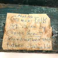 Marvelous 1850s Pennsylvania Folk Art Stool with Carved Stars in Old Green Paint (and family note attached)