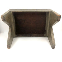 Excellent Antique Primitive Green-Gray Painted Stool