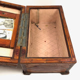 Bootsey! Old Match Stick and Inlay Tramp Art Box with Head, Hearts, and Photos Inside