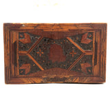 Bootsey! Old Match Stick and Inlay Tramp Art Box with Head, Hearts, and Photos Inside