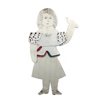 Polka Dots and Bird in Hand, Wonderful Antique Handmade Paper Doll