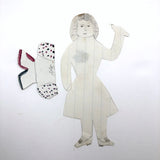 Polka Dots and Bird in Hand, Wonderful Antique Handmade Paper Doll