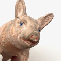 Old Composition Pig with Blue Eyes and Unusual Spring Tail