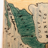 Gulf of MEXICO, Old Hand-drawn Ink and Crayon Schoolgirl Map