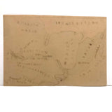 Gulf of MEXICO, Old Hand-drawn Ink and Crayon Schoolgirl Map