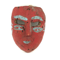 Carved Mexican Carnival Mask in Bold Red and Blue Paint