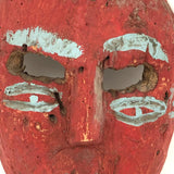 Carved Mexican Carnival Mask in Bold Red and Blue Paint