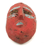 Carved Mexican Carnival Mask in Bold Red and Blue Paint