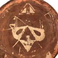 Pre-Columbian Clay Bowl with Skull-and-Crossbones-Like Paint Remnants