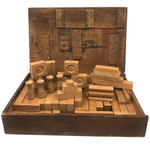 Terrific, Large 19th C. Building Blocks Set with Wonderful Box Lid Repairs