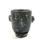 Fabulous Vintage Raku Pottery Face Vessel with Wagging Tongue Signed MB