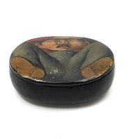 Early 19th C. British Lacquered Papier Mache Snuff Box, View From Below!