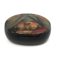 Early 19th C. British Lacquered Papier Mache Snuff Box, View From Below!