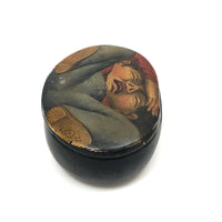 Early 19th C. British Lacquered Papier Mache Snuff Box, View From Below!