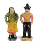 Charming, Colorful Vintage Mexican Folk Art Pottery Couple, Presumed Aurelio Flores