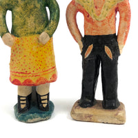 Charming, Colorful Vintage Mexican Folk Art Pottery Couple, Presumed Aurelio Flores